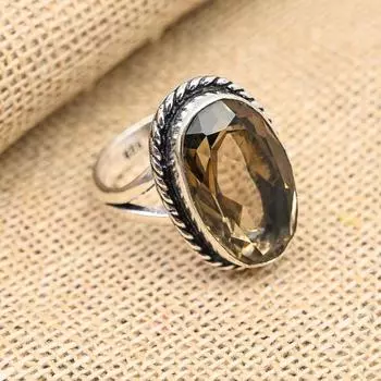 Дымчатый топаз, драгоценный камень, твердое серебро 925 пробы, удивительное ювелирное кольцо ручной работы 4 оранжевый