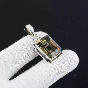 Дымчатый топаз ручной работы кулон из стерлингового серебра 925 пробы небольшой кулон Дымчатый топаз драгоценный камень серебряный кулон для подарков 1.77