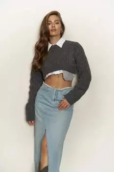 Дымчатый укороченный свитер Mohan