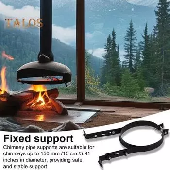 Дымоходы Кронштейн-держатель трубы Сверхпрочный хомут для дымохода из нержавеющей стали Регулируемый держатель для трубы печи камина Металлический крепежный зажим Дымоходы 15cm чёрный