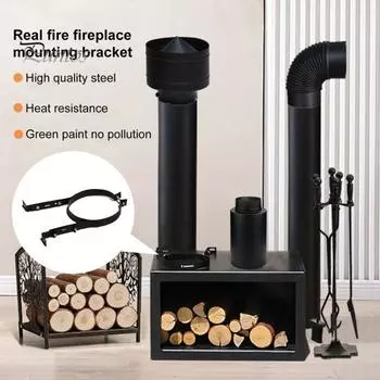 Дымоходы Кронштейн-держатель трубы Сверхпрочный хомут для дымохода из нержавеющей стали Регулируемый держатель для трубы печи камина Металлический крепежный зажим Дымоходы 15cm чёрный