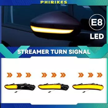 Динамические светодиодные боковые зеркала заднего вида, указатели поворота, 2 шт. Для Peugeot 2008 208 2013-2020 Для Citroen C3 C4 Cactus 2016- жёлтый