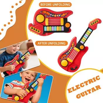 DYNAMIC-MUSIC-Red детская гитара игрушка-головоломка электронное пианино многофункциональная складная басовая музыкальная игрушка музыкальная игрушка для мальчиков и девочек старше 6 лет One Size красный