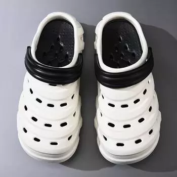 Дырчатые туфли мужские новые летние на толстой подошве для вождения нескользящие и износостойкие для улицы пляжные сандалии с закрытым носком 40-41