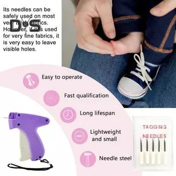 Дырокол для ценников Инструмент для прикрепления этикеток на одежду Не стежок Дырокол для прикрепления ценников с иглами для шерсти, хлопка, джинсовой ткани, полиэстера розовый