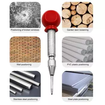 Дырокол с центральным ударом, автоматический центральный дырокол, сверлильный инструмент, прочный, легко переносимый, легкий инструмент серебряный