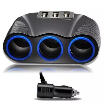 DYS 12-24 В 3-полосный разветвитель для автомобильной зажигалки USB-адаптер зарядного устройства