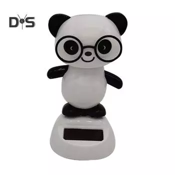 DYS Автомагазин Прекрасные очки Панда Качающаяся кукла на солнечной энергии Украшение интерьера автомобиля Подарок