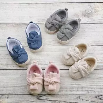 DYS Babies Малыши Дышащая противоскользящая обувь на мягкой подошве с бантом Prewalker на плоской подошве 12 синий