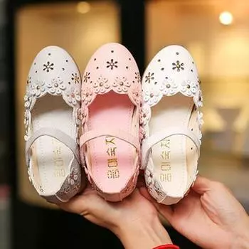 DYS милые Нескользящие туфли принцессы для новорожденных девочек с вырезами и цветами, сандалии на плоской подошве 28 белый