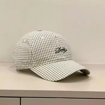 Дышащая бейсболка в клетку с вышивкой, солнцезащитная шляпа, модная кепка с козырьком белый