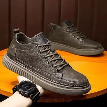 Дышащая деловая повседневная обувь для мужчин, нескользящая кожаная обувь, спортивная обувь для сноубординга для мужчин, кроссовки для подростков 39 чёрный