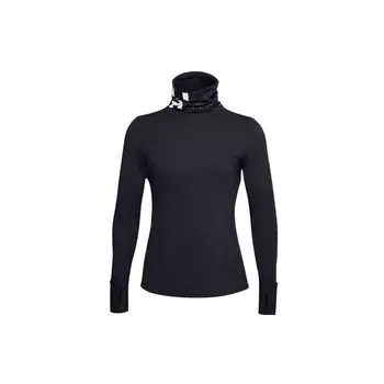 Дышащая футболка с длинным рукавом и высоким воротником Under Armour, светоотражающая футболка для бега и фитнеса, женские топы, черные 1356215-001 XS