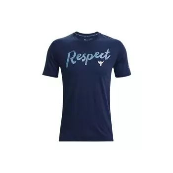 Дышащая футболка с короткими рукавами и принтом алфавита Under Armour Project Rock Series, мужские топы синего цвета 1370482-408 XL