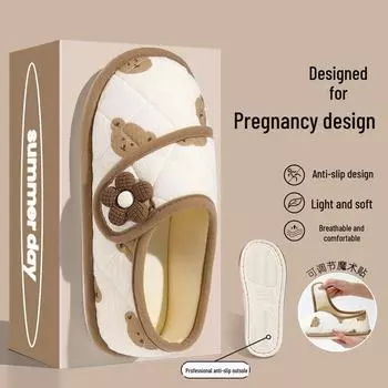Дышащая хлопковая послеродовая обувь для женщин: Мягкие, впитывающие пот тапочки, подходящие для весны, лета и осени. 38-39 (Inner Length: 24.5CM)