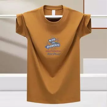 Дышащая и удобная мужская хлопковая футболка с модным принтом и свободным кроем M