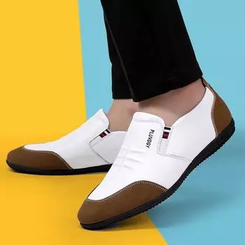 Дышащая искусственная кожа мужские мокасины большого размера на плоской подошве для ходьбы, вождения, путешествий на открытом воздухе мягкая обувь 38 белый