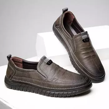Дышащая кожаная повседневная кожаная обувь мужская подошва из говяжьих сухожилий одна педаль нескользящая влагостойкая деловая кожаная обувь 38 коричневый