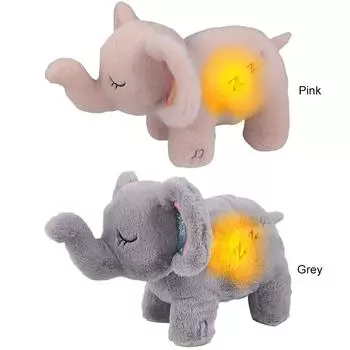 Дышащая кукла-слоненок с музыкальными огнями и дышащими движениями, плюшевая кукла-компаньон для сна для детей, игрушка, подарок на день рождения серый