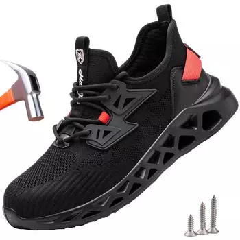 Дышащая легкая мужская рабочая защитная обувь, неразрушаемые рабочие кроссовки, устойчивые к проколам и ударам, защитные ботинки со стальным носком 40 чёрный