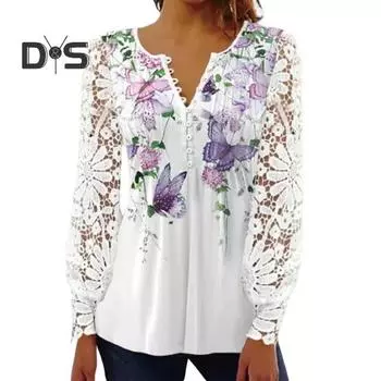 Дышащая летняя летняя блузка с кружевной строчкой, модная футболка средней длины, весна-лето M зелёный