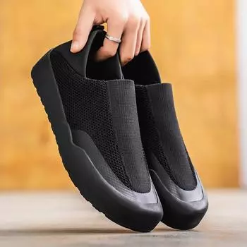 Дышащая летняя мужская обувь с защитой от запаха, универсальная сетчатая, нескользящая, повседневная обувь с мягкой подошвой, полиуретановая стелька, подошва из ПВХ 39 чёрный