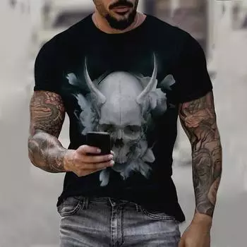 Дышащая мужская летняя одежда, футболка с 3D уличным принтом, повседневная спортивная одежда с круглым вырезом, футболки с короткими рукавами, свободные топы S