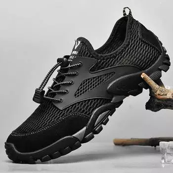 Дышащая мужская обувь Aqua, уличная гибкая мужская обувь для воды, быстросохнущая мужская спортивная обувь, кроссовки на резинке, бесплатная доставка 39 чёрный
