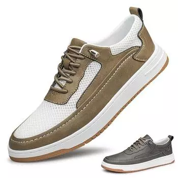 Дышащая мужская обувь из натуральной кожи, трендовая удобная повседневная обувь, мокасины, мужская обувь на плоской подошве 37 коричневый