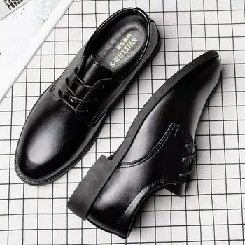 Дышащая мужская обувь на весну и осень, корейская версия, британские черные свадебные туфли, повседневные деловые туфли из кожи, мужские рабочие туфли для шафера 39