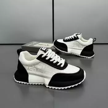 Дышащая мужская обувь, новинка 2025 года, летняя сумка, спортивная универсальная повседневная обувь, модная повседневная обувь с увеличенным каблуком для папы 39 белый