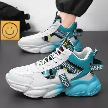 Дышащая мужская обувь с высоким верхом, модная и универсальная, с увеличенной внутренней высотой для спорта и отдыха 39