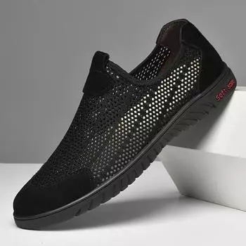 Дышащая мужская повседневная обувь, ажурные мужские мокасины, классные сандалии, слипоны ручной работы, мужские легкие летние кроссовки 38 песочный