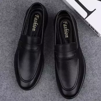 Дышащая мужская повседневная обувь из натуральной кожи, высококачественные мужские лоферы из коровьей кожи ручной работы, роскошные мужские модельные туфли на плоской подошве в британском стиле 39 чёрный