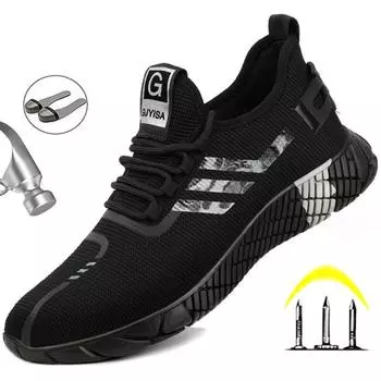 Дышащая мужская защитная обувь со стальным носком, рабочие ботинки, неразрушаемая обувь, мужские повседневные рабочие кроссовки с защитой от проколов 36