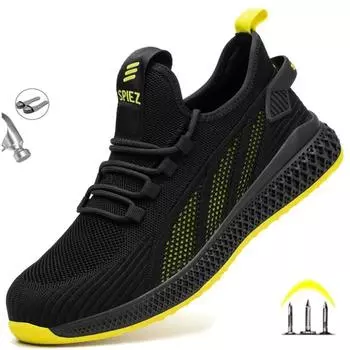 Дышащая мужская защитная рабочая обувь со стальным носком, кроссовки с защитой от проколов, нескользящие неразрушимые ботинки, легкая обувь 37