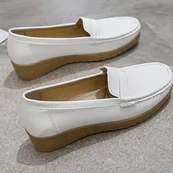 Дышащая нескользящая обувь на плоской танкетке, весна-лето, новые повседневные туфли в корейском стиле с круглым носком для женщин 35