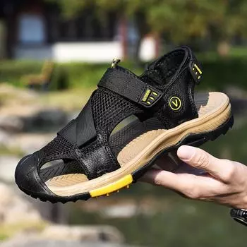 Дышащая нескользящая пляжная обувь на открытом воздухе летние туфли на плоской подошве для мужчин Cool Drive повседневные сандалии для отдыха и прогулок с открытым носком сандалии 38 чёрный