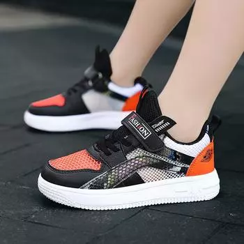 Дышащая обувь для мальчиков. Летние новые детские кроссовки. Сетчатые кроссовки для мальчиков. Спортивная обувь для больших детей. 35