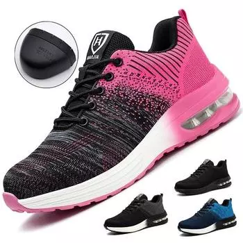 Дышащая обувь для страхования труда. Сетчатая тканая противоударная и противопрокалывающая защитная обувь. Защитная рабочая обувь со стальным носком. 47 чёрный