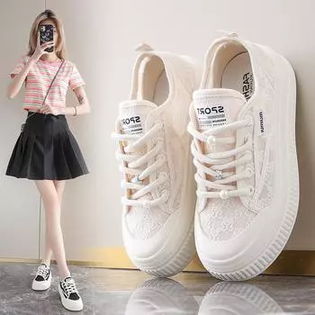 Дышащая обувь на шнуровке, женская спортивная обувь, повседневная спортивная обувь с юбками, универсальная женская обувь 35 чёрный