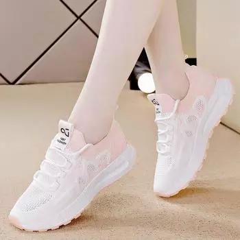 Дышащая обувь с сетчатой поверхностью, новинка 2023 года, весенняя новая женская повседневная спортивная обувь с сетчатой поверхностью, легкая модная обувь 36