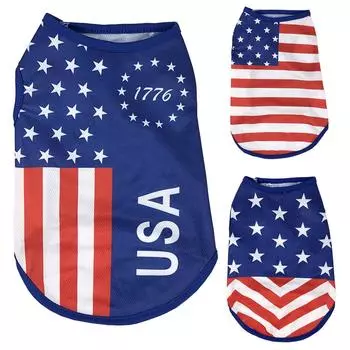 Дышащая одежда для собак на День независимости 4 июля, летний жилет для домашних животных для маленьких и средних собак, кошек, биглей, йорков, щенков, котят, костюм XS