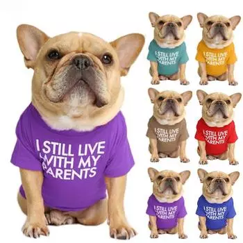 Дышащая одежда для собак, одежда для домашних животных для маленьких собак, одежда с принтом букв, одежда для французского бульдога, чихуахуа, летний жилет для собак, футболка S зелёный