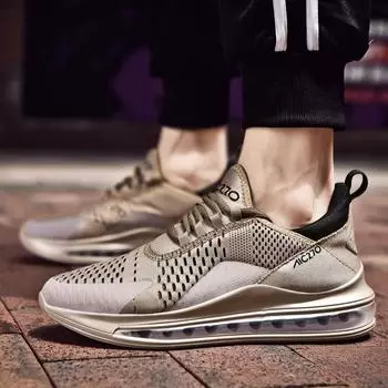 Дышащая осенняя повседневная обувь большого размера кроссовки на воздушной подушке мужская обувь модный тренд летающая тканая дышащая повседневная спортивная мужская обувь 39
