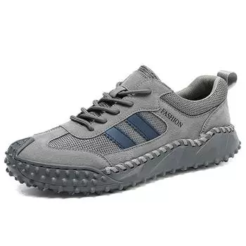 Дышащая повседневная мужская обувь ручной работы, удобная прогулочная обувь, мокасины, мужская обувь на плоской подошве 39 серый