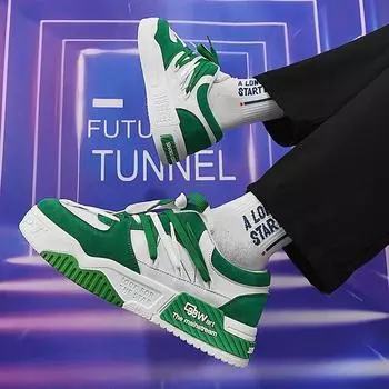 Дышащая повседневная мужская обувь с низким вырезом на резиновой подошве Harajuku, зеленая обувь для скейтборда на плоской подошве, мужские модные парусиновые кроссовки на платформе 39 чёрный