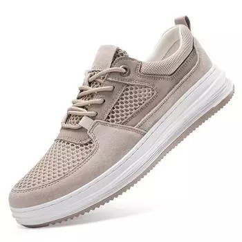 Дышащая повседневная мужская вулканизированная обувь, новая трендовая повседневная обувь, нескользящая летняя обувь для скейтборда, сетчатые мужские кроссовки на все случаи жизни 38 хаки