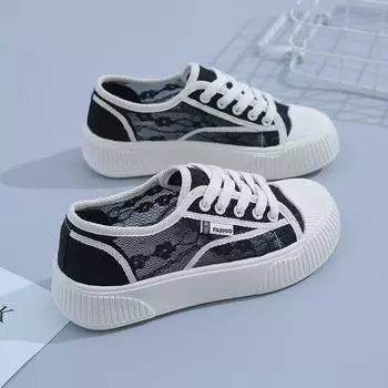 Дышащая повседневная обувь из кружевной сетки для девочек 35 чёрный