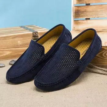 Дышащая повседневная обувь люксового бренда для мужчин из натуральной кожи, мокасины Homme, удобные классические мужские туфли Masculino 38 синий